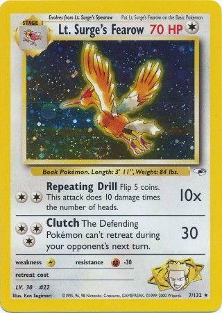 Lt. Surge's Fearow 007  - Unlimited Holofoil - Holo Rare