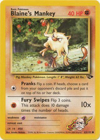Blaine's Mankey 063  - Unlimited - Common