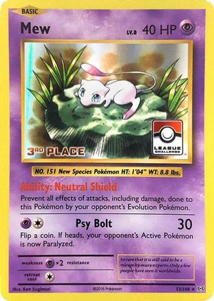 Mew (53/108) (Ligue Promo 3ème Place) [XY : Evolutions] 