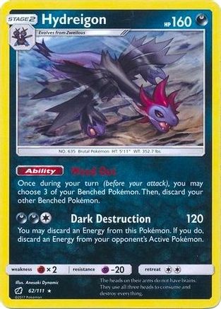 Hydreigon (62/111) (Cracked Ice Holo) (Thème Deck exclusif) [Soleil et Lune : Crimson Invasion] 