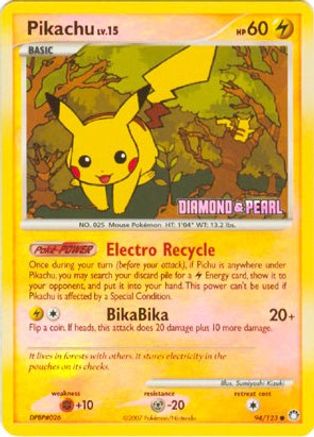 Pikachu - 94/123 (Diamond & Pearl)/123  - Reverse Holofoil - Promo