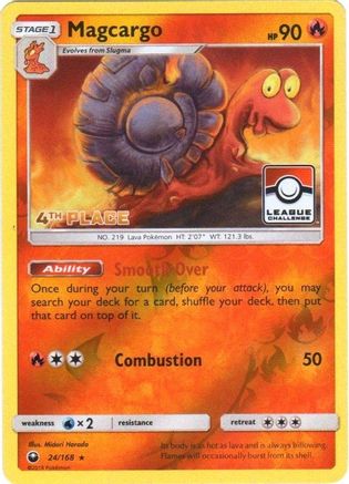 Magcargo - 24/168 (League Challenge) [4th Place]/168  - Reverse Holofoil - Promo