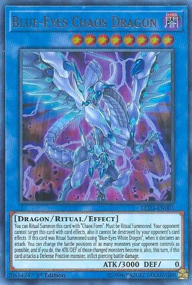 Blue-Eyes Chaos Dragon (LED3-EN001) - Ultra Rare