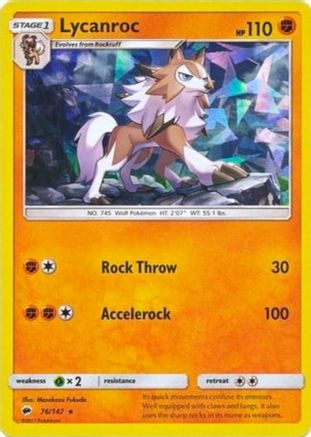 Lycanroc - 76/147 (Cracked Ice Holo)/147  - Holofoil - Holo Rare