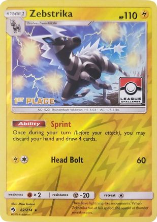 Zebstrika (82/214) (League Promo 1st Place) [Sun & Moon: Lost Thunder]