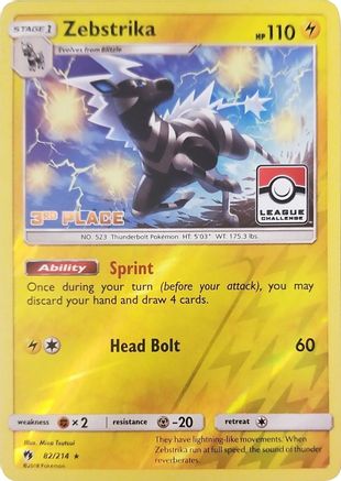 Zebstrika (82/214) (League Promo 3rd Place) [Sun & Moon: Lost Thunder]