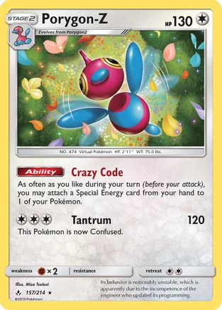 Porygon-Z 157/214  - Holofoil - Holo Rare