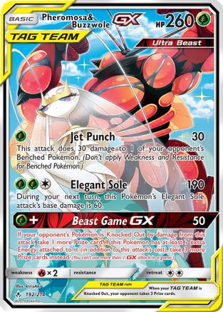 Pheromosa & Buzzwole GX (192) (Alternate Full Art)  - Holofoil - Ultra Rare