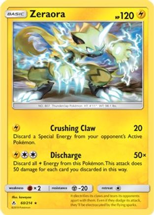 Zeraora - 60/214 (SM Unbroken Bonds) (Cracked Ice Holo)/214  - Holofoil - Holo Rare