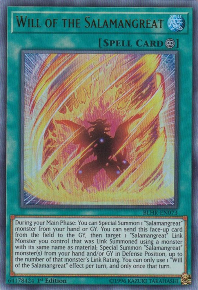 Will of the Salamangreat (BLHR-EN073) - Ultra Rare