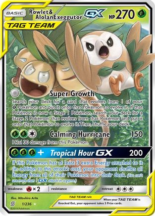 Rowlet & Alolan Exeggutor GX 001  - Holofoil - Ultra Rare