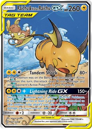 Raichu & Alolan Raichu GX (Alternate Full Art)  - Holofoil - Ultra Rare