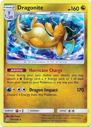 Dragonite (151/236) (Cracked Ice Holo) (Exclusivités du deck thématique) [Soleil et Lune : Esprits unifiés] 
