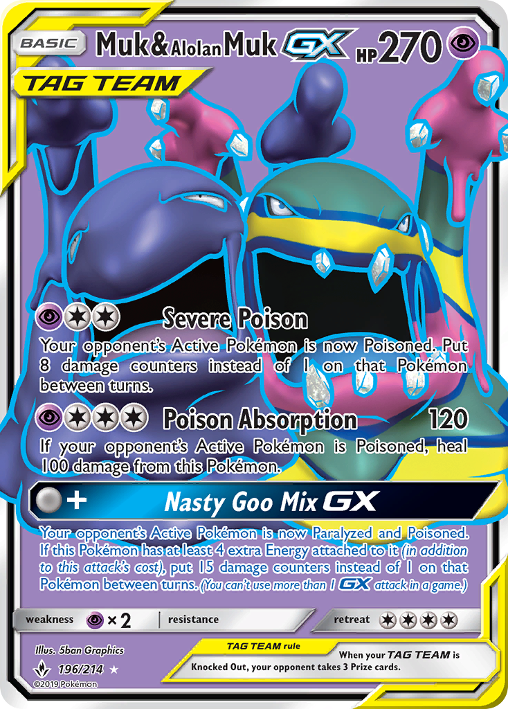 Muk & Alolan Muk GX (196) (Full Art)  - Holofoil - Ultra Rare