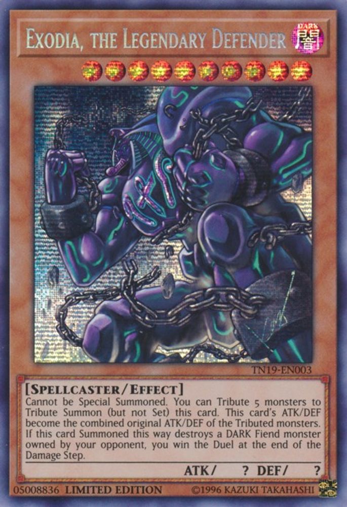 Exodia, the Legendary Defender (TN19-EN003) - Prismatic Secret Rare