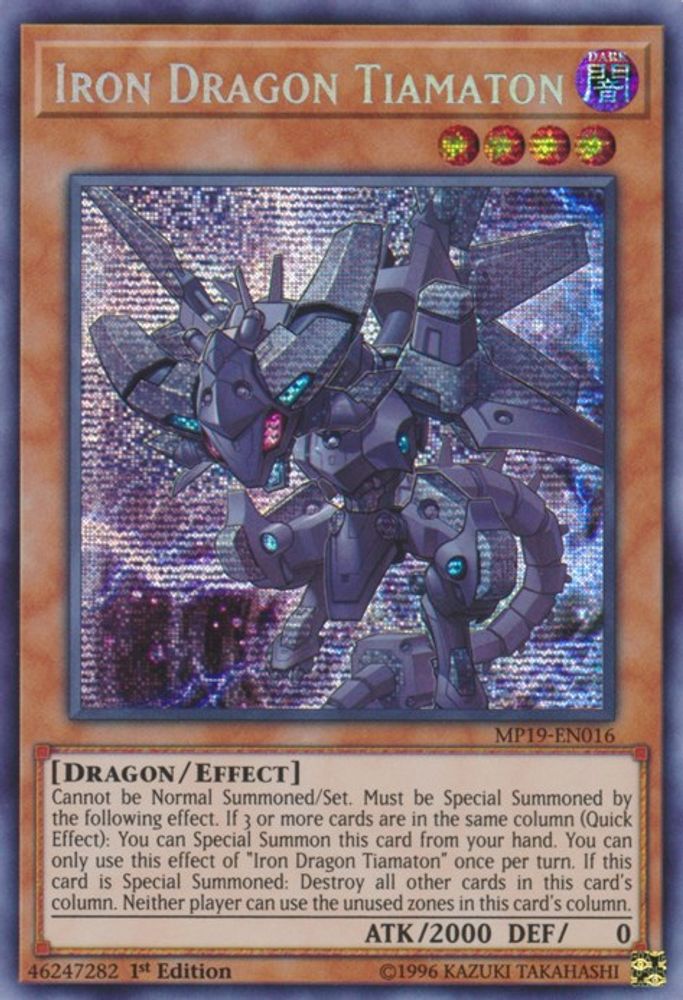 Iron Dragon Tiamaton [MP19-EN016] Prismatique Secret Rare 