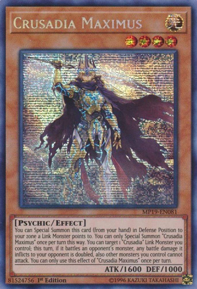 Crusadia Maximus [MP19-EN081] Prismatique Secret Rare 