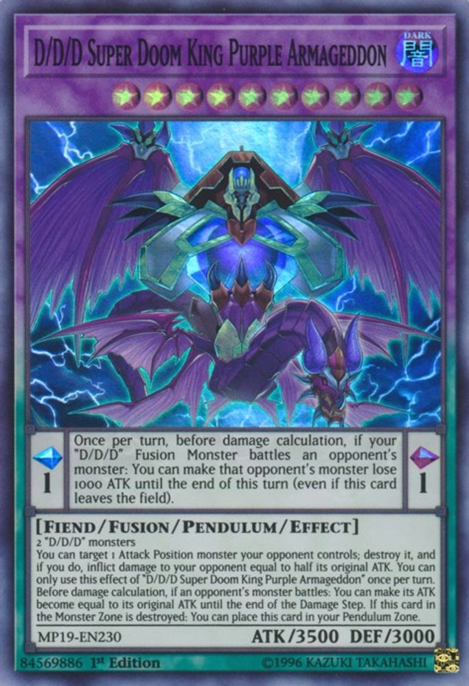 D/D/D Super Doom King Purple Armageddon (MP19-EN230) - Super Rare