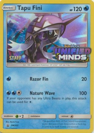 Tapu Fini - SM203 (Prerelease) [Staff]  - Holofoil - Promo