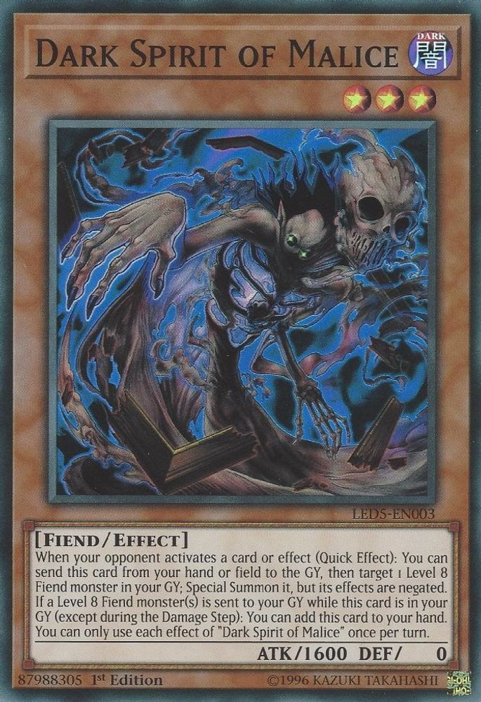 Dark Spirit of Malice (LED5-EN003) - Super Rare