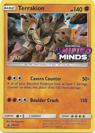 Terrakion - SM205 (Prerelease) [Staff]  - Holofoil - Promo