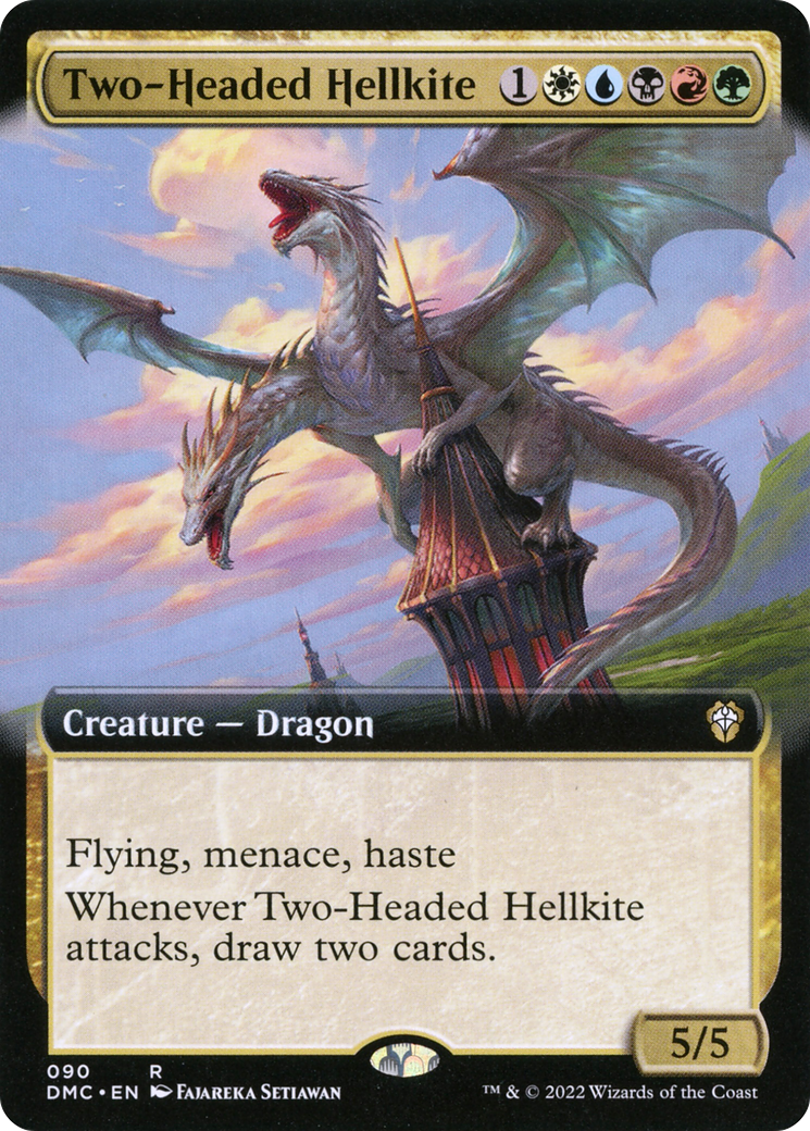 Hellkite à deux têtes (art étendu) [Dominaria United Commander] 
