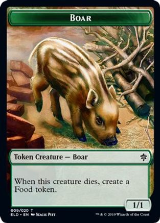 Boar // Food (018) Double-Sided Token (ELD-9 // 18) - Throne of Eldraine Foil