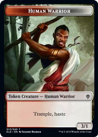Human Warrior // Food (018) Double-Sided Token (ELD-13 // 18) - Throne of Eldraine Foil