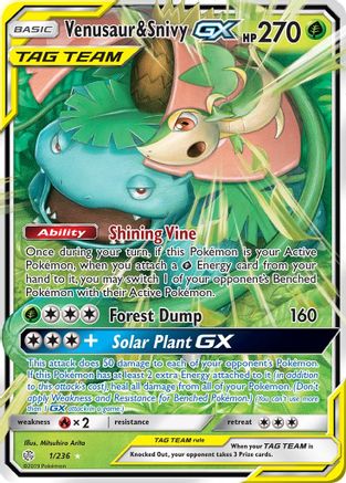 Venusaur & Snivy GX 001  - Holofoil - Ultra Rare