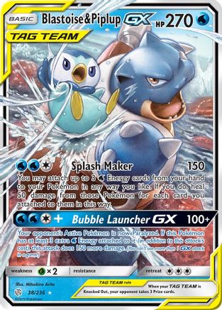 Blastoise &amp; Tiplup GX (38/236) [Soleil et Lune : Éclipse Cosmique] 