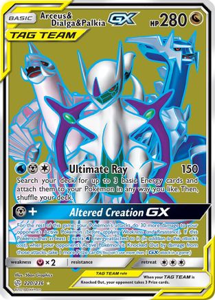 Arceus & Dialga & Palkia GX (Full Art) 220/236 - SM  Cosmic Eclipse Holofoil