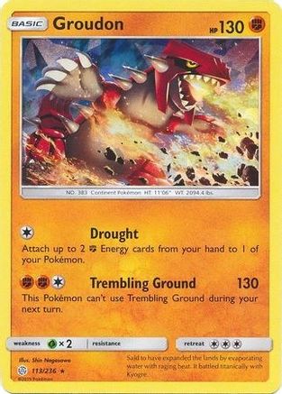 Groudon - 113/236 (Cracked Ice Holo)/236  - Holofoil - Holo Rare