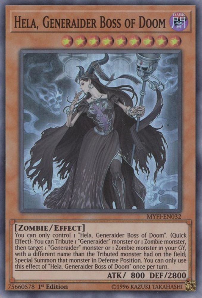 Hela, Generaider Boss of Doom (MYFI-EN032) - Super Rare