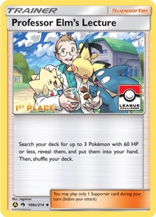 Professor Elm's Lecture - 188a/214 (League Challenge) [1st Place]/214  - Reverse Holofoil - Promo