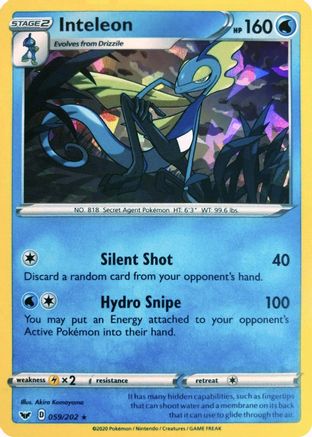 Inteleon (059/202) (Cracked Ice Holo) (Thème Deck Exclusif) [Épée et Bouclier : Ensemble de Base] 