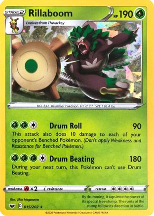 Rillaboom - 015/202 (Cracked Ice Holo)/202  - Holofoil - Holo Rare