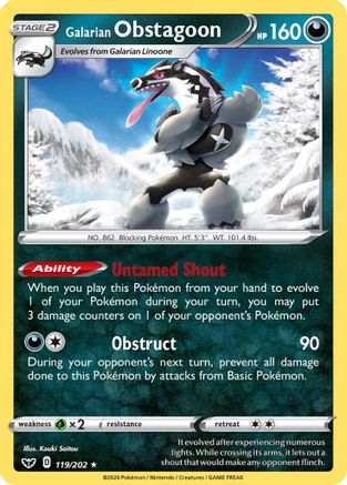 Galarian Obstagoon 119  - Holofoil - Holo Rare