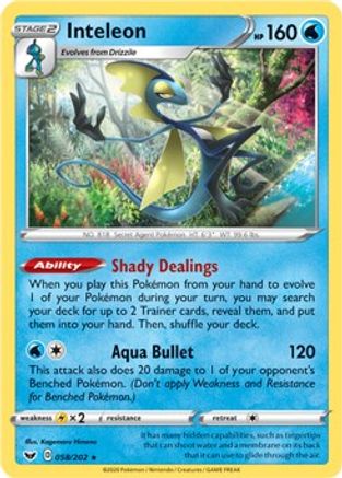 Inteleon (058/202) (Thème Deck Exclusif) [Épée et Bouclier : Ensemble de Base] 