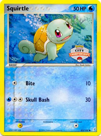 Squirtle (63/100) (Promo du championnat de la ville) [EX : Gardiens de cristal] 