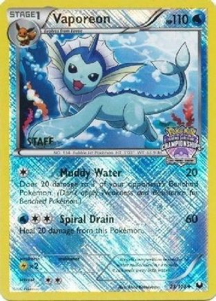 Vaporeon - 25/108 (State Championships) [Staff]/108  - Reverse Holofoil - Promo