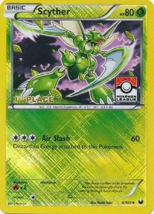 Scyther - 4/108 (Pokemon League) [1st Place]/108  - Reverse Holofoil - Promo