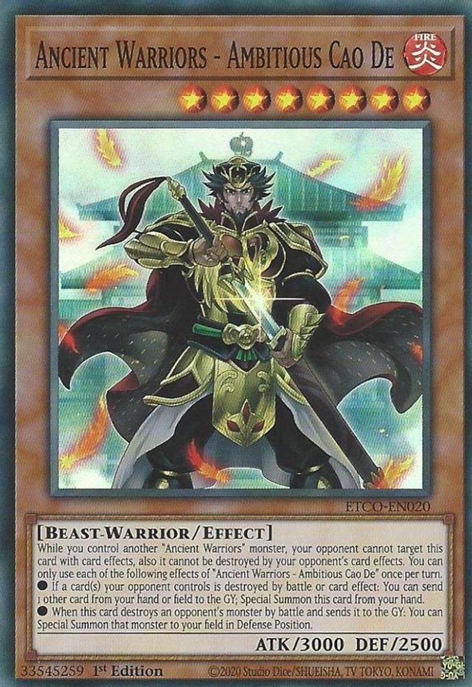 Ancient Warriors - Ambitious Cao De (ETCO-EN020) - Super Rare