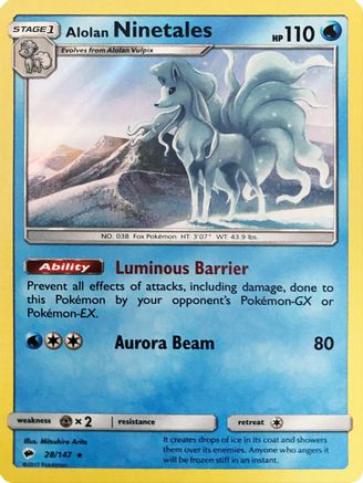 Alolan Ninetales (Water Web Holo) 028/147  - Holofoil - Holo Rare