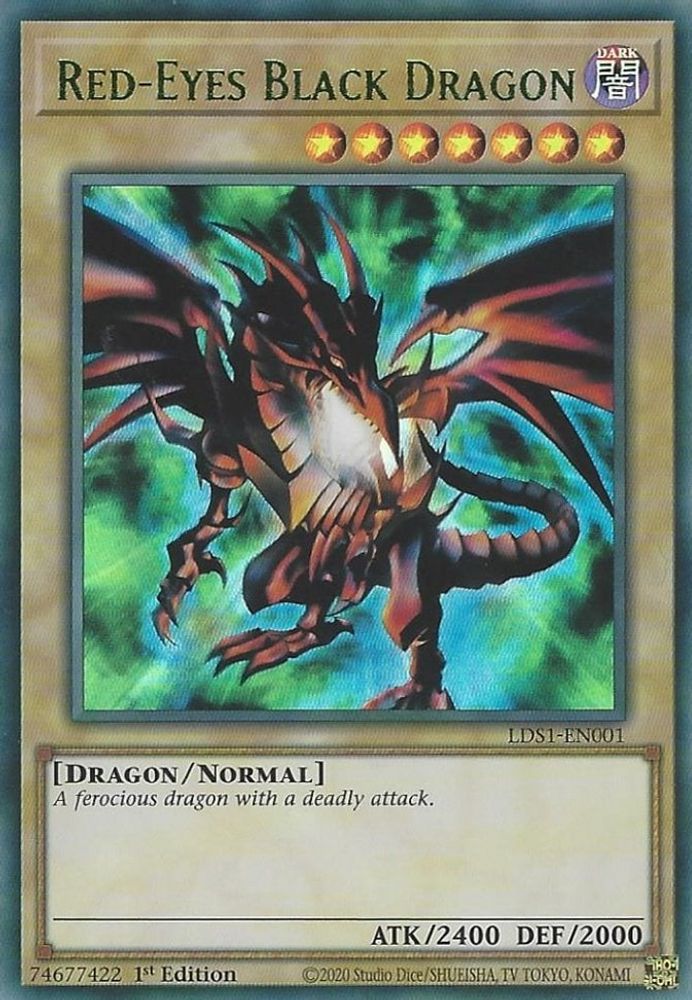 Dragon noir aux yeux rouges (vert) [LDS1-EN001] Ultra Rare 