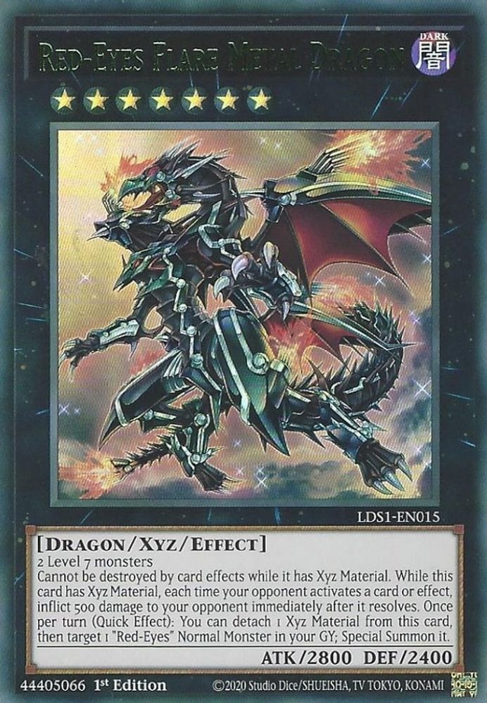 Dragon de métal évasé aux yeux rouges (vert) [LDS1-EN015] Ultra rare 