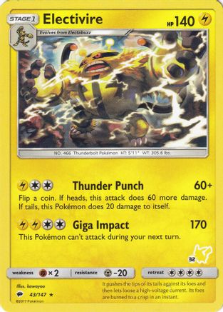 Electivire (43/147) (Timbre Pikachu #32) [Battle Academy 2020] 