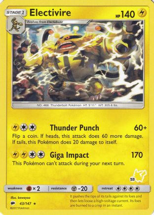 Electivire (43/147) (Timbre Pikachu #53) [Battle Academy 2020] 