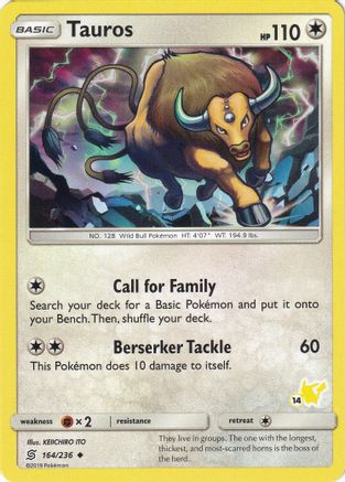 Tauros - 164/236 (#14 Pikachu Stamped)/236  - Promo