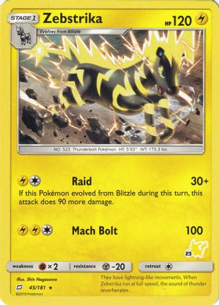 Zebstrika (45/181) (Pikachu Stamp #23) [Battle Academy 2020]