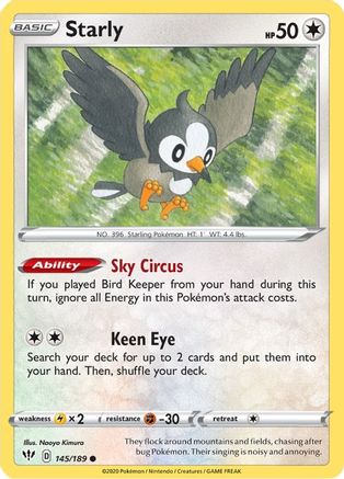 Starly (145/189) [Épée et Bouclier : Ténèbres en feu] 
